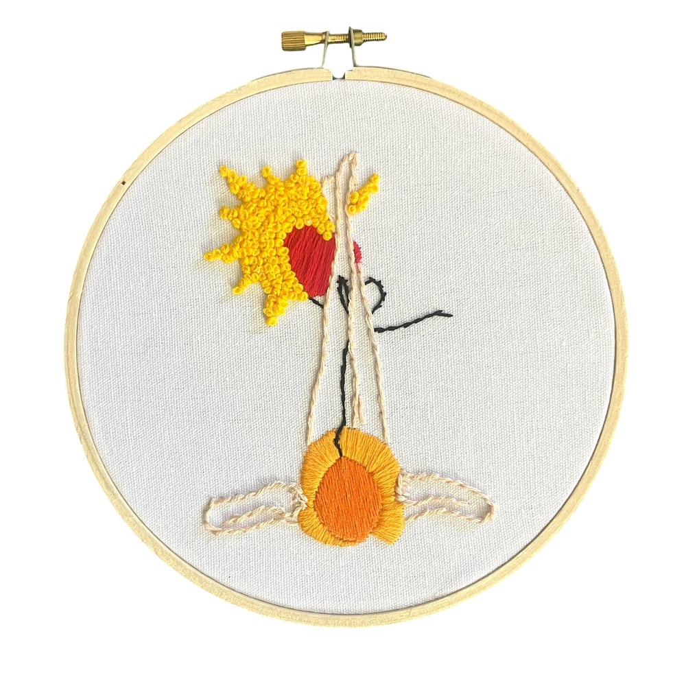 Women on the Beach Sun -‎ Finished Completed Embroidery Hoop Art, Ready to Hang